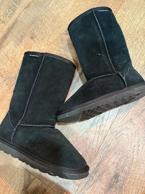 BearPaw Kids Black Suede Mid-Calf Winter Boots